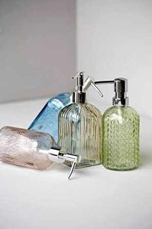 Дозатор для рідкого мила WENKO Vetro Brown, багаторазовий дозатор для мила зі справжнього скла на приблизно 520 мл рідкого мила, к