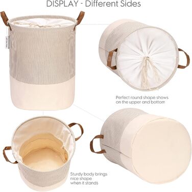 Брезентовий кошик для білизни Sea Team Stripe Pattern Брезентовий тканинний кошик для білизни, що складається, з ручками зі шкіри