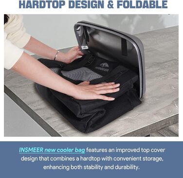Велика сумка-холодильник 40 л, сумка-холодильник на 60 банок, складна з твердим дахом з EVA, водонепроникна велика сумка-холодильник, коробка-холодильник, ізольована сумка, термосумка для кемпінгу, пікніка, пляжу, сіра