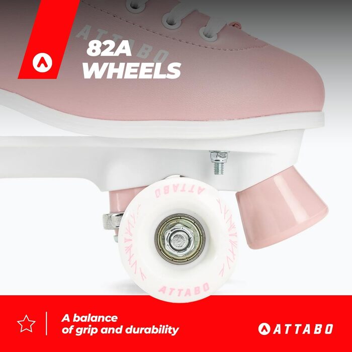 Жіночі роликові ковзани ATTABO Serena, розмір 36-41 EU, регульований розмір, алюмінієві ковзани ABEC-3, шкіряний верх, захист пальців, безпечне гальмування, точна посадка, колеса 82A, 39
