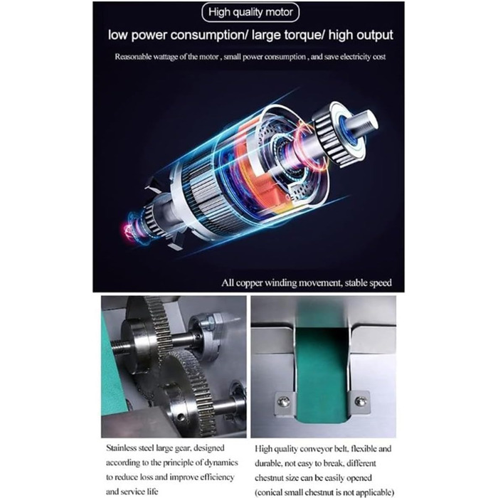 Комерційний різак з нержавіючої сталі потужністю 60 Вт, автоматична машина для різання каштанів, комерційна машина для подрібнення каштанів з 15-25 кг / год, для багатьох розмірів каштана