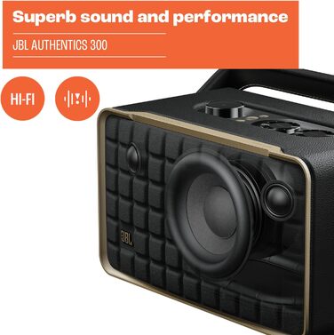 Портативна колонка для розумного будинку JBL Authentics 300 - Bluetooth-бокс з ретро-дизайном 70-х років - з Google Assistant, Ale