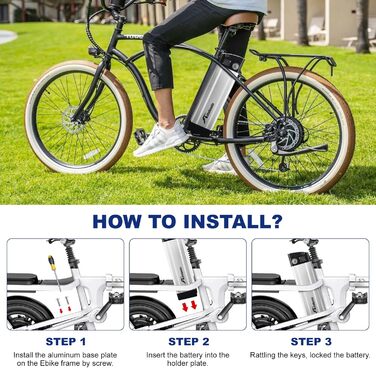 Акумулятор для електровелосипеда 36V 48V 10AH 13AH 15AH 20AH, літій-іонний акумулятор для електричного велосипеда, сріблястий, знімний, для Pedelec, заміна акумулятора, 2-контактний/4-контактний із зарядним пристроєм для двигуна 200W-1000W, 36V 10AH2-конт