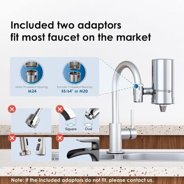 Кран для фільтра для води, виготовлений із нержавіючої сталі, система фільтрів для води з вугільним блоком, фільтр для водопровідної води, видаляє хлор, важкі метали та неприємний смак (1 фільтр у комплекті), 06