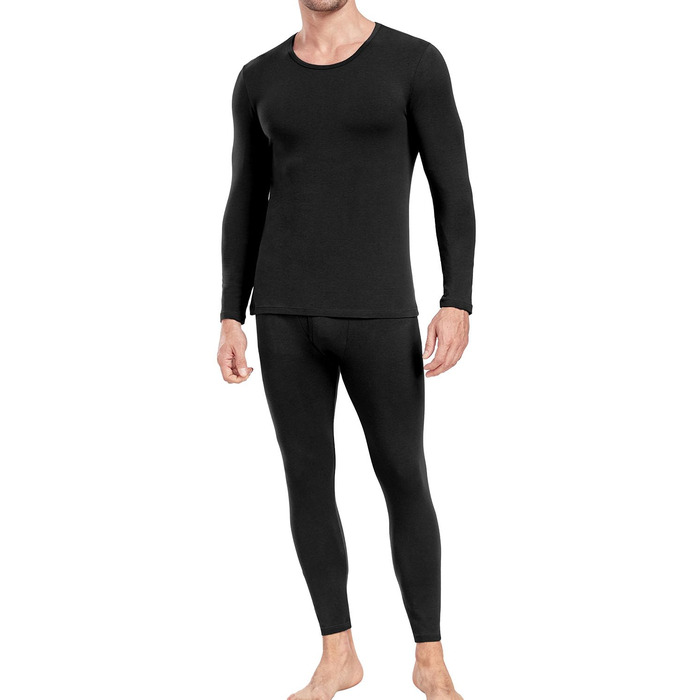Чоловічий комплект термобілизни Wirarpa, бавовна, легкий, м&39який термобілизняний комплект та майка з довгими рукавами та довгі труси, чорний, L