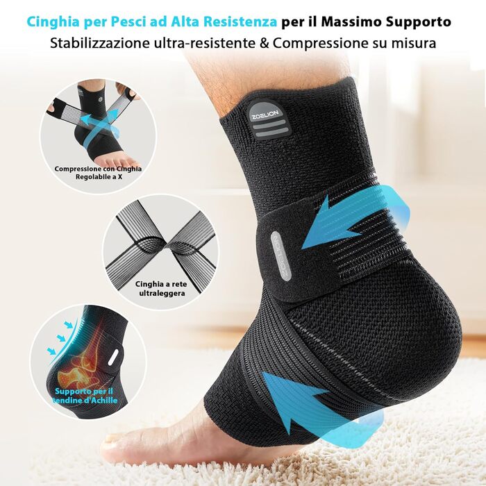 Бандаж для гомілковостопного суглоба з унікальною сітчастою стрічкою, 3D-в&39язана повітряна тканина для підтримки гомілковостопного суглоба при плантарному фасціїті та ахілловому сухожиллі, регульований бандаж для стопи для знеболення та підтримки травм,