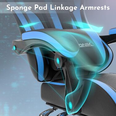 Офісне крісло, ігрове крісло, геймерське крісло, комп&39ютерне крісло з підставкою для ніг, м&39яке ігрове крісло, ігрове крісло для дорослих, обертове крісло, чорний/синій