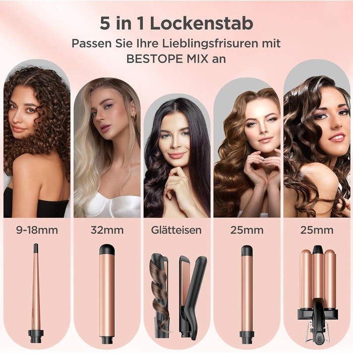 Плойка для завивки волосся з випрямлячем, плойка 3 стовбури Антистатична керамічна плойка для волосся з регульованою температурою