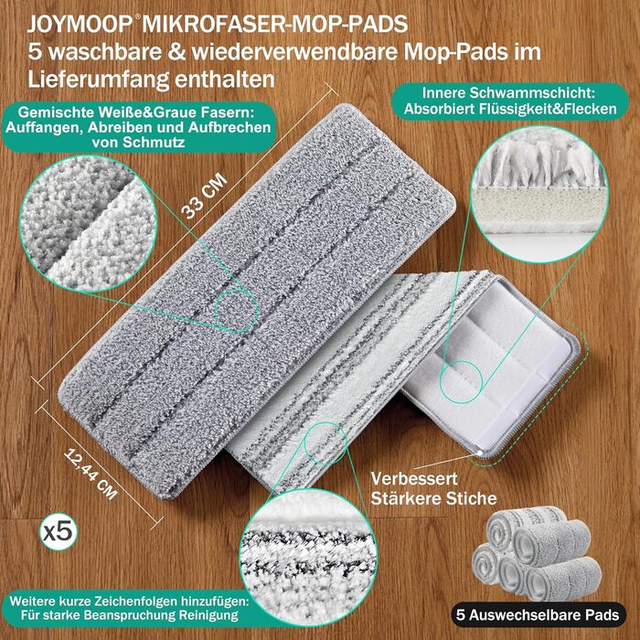 Швабра та відро з набором для віджиму, Швабра для підлоги та відро, Швабра для миття підлоги з 5 мікрофібровими насадками, для вол