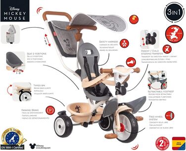 Міккі Маус триколісний велосипед Baby Balade Plus L - 3-ступінчастий баггі для немовлят і дітей від 10, 15 і 30 місяців - дитячий