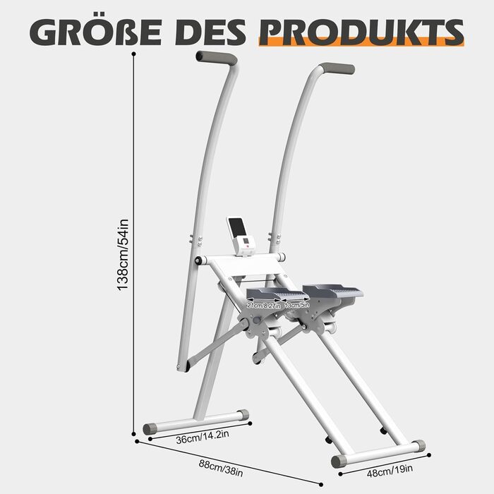Портативний крос-трейнер, вертикальний тренажер для скелелазіння CEIEVER з регульованими педалями, вантажопідйомність 150 кг, складний степер для сходів із РК-дисплеєм інструментів для домашніх тренувань, тренажерний зал