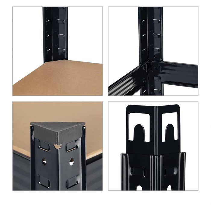 Міцний стелаж Relaxdays 2 шт., вантажопідйомність 875 кг, 5 полиць МДФ, вставний, для підвалу, для гаража, сталь, розміри В/Ш 180 x 90 x 40 см, чорний