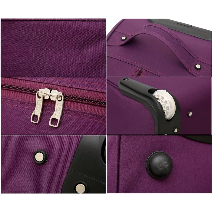 М'яка валіза на колесах, водонепроникна та легка дорожня сумка, ручна поклажа для бізнесу, універсальний візок для подорожей (чоловіча/жіноча), сумка для коротких поїздок на вихідні. Колір фіолетовий, розмір 19 дюймів (фіолетовий)