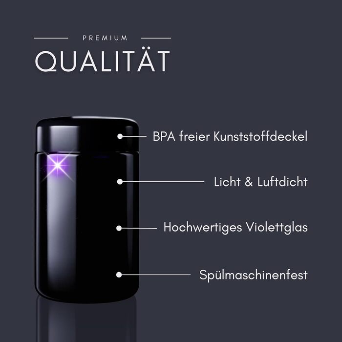 Елегантні скляні банки ANCEVIA з фіолетовим покриттям та індивідуальним гравіюванням, 200 мл набір із 6 шт. , герметичні контейнери з кришками Скляні контейнери Miron з кришками для спецій, насіння, чаю та трав