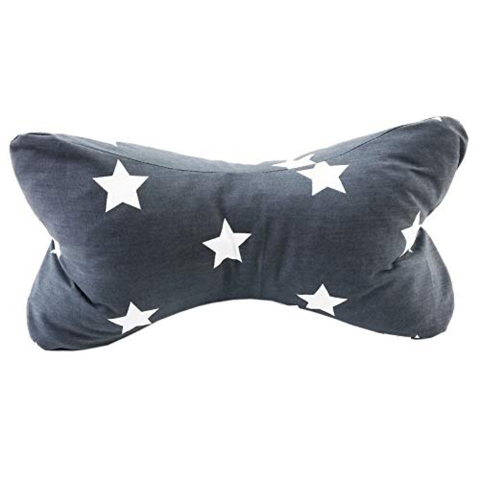 Подушка для читання Biona Celtic Bone/Кістка для читання, велика, 45x25 см Oeko-TEX (бавовна, сірі зірки, зі вставкою)