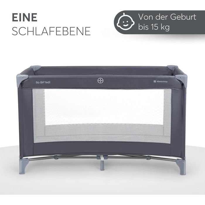 Дитяче ліжечко KikkaBoo Baby Travel Cot SO GIFTED, 120x60 см, до 15 кг, складне та компактне, портативне з сумкою для перенесення, розкладне для подорожей та відпусток, темно-синє