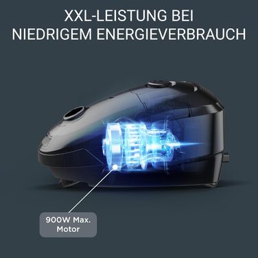 Пилосос Rowenta RO3143 Power XXL з мішком 900 Вт Мішок для пилу 4,5 л Радіус дії 12 м 3-ступенева фільтрація вкл. насадку для парк