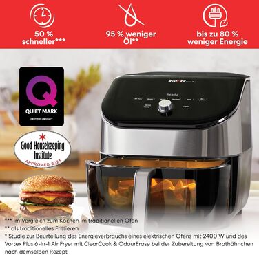 З ClearCook - цифрова здорова фритюрниця 5,7 л, нержавіюча сталь, розумна програма 6-в-1 - смаження у фритюрі, запікання, смаження, гриль, зневоднення, розігрівання, велика ємність -1700 Вт великий цифровий (нержавіюча сталь 5,7 л) оглядове вікно