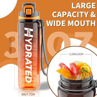 Питна пляшка Mevoly, герметична пляшка для води об'ємом 1 л без вмісту BPA, виготовлена з тритану, спортивна питна пляшка об'ємом