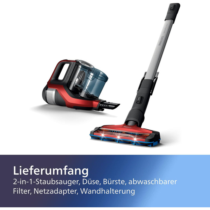 Акумуляторний пилосос PHILIPS SpeedPro Max - прилад 2-в-1, пилосос і ручний пилосос, час роботи до 65 хвилин, 360-градусна насадка
