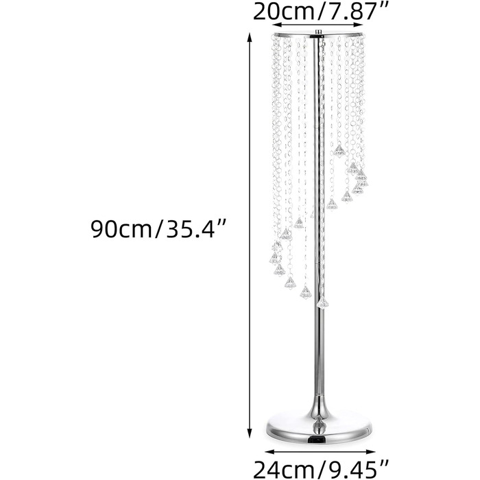Весільні центри Срібні вази 90 см Висока кришталева ваза для квітів Металева підставка для квітів для вечірки Прикраси для столу Елегантна масова прикраса весілля Настільна люстра Центральний елемент підставка 2 х 90 см висота срібло, 2 шт.