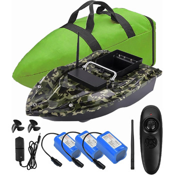 Човен для наживки YLLLLY, батареї ємністю 12000 мАг з човном для приманки великої ємності, дистанційне керування 500 м, завантажувальний бункер вагою 1,5 кг, стійкий до вітру та хвиль, із сумкою. Введіть антени, пропелери та інше