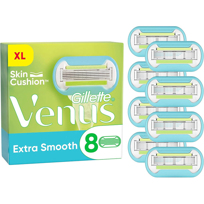 Леза для бритви Gillette Venus Extra Smooth для бритв жіночі, 8 змінних лез для жіночих бритв New 8 шт. (1 упаковка)