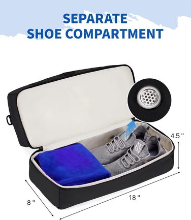 Жіноча дорожня сумка WANDF, сумка для ручної поклажі Easyjet, 45x36x20 см, велика спортивна сумка з відділенням для взуття та відділенням для вологих речей, дорожня сумка на вихідні для жінок та чоловіків для подорожей літаком та використання в спортзалі 