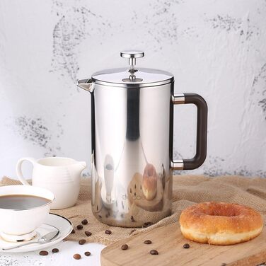 Кавоварка ecooe 1.5 л френч-прес з подвійними стінками 18/10 нержавіюча сталь без іржі з 3 фільтрами 1.5 л великої ємності