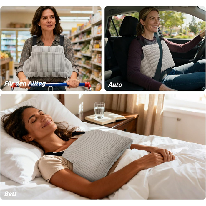 Подушка для мастектомії, подушка для порту молочної залози, подушка для грудей для автомобіля, подушка для відновлення після хіміотерапії, мастектомії, зменшення грудей, збільшення грудей та лімфедеми (сіра)