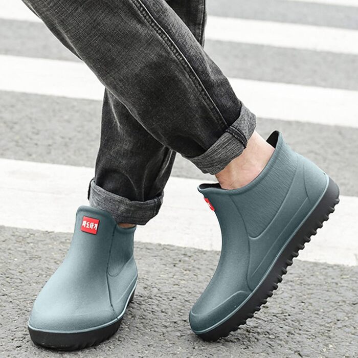 Чоловічі короткі гумові чоботи, водонепроникне садове взуття, нековзне, зручна устілка, модні легкі гумові чоботи до щиколотки, робоче взуття на відкритому повітрі, розмір ЄС 43, зелені