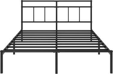 Ліжко Zinus Elias каркас 140x200 см з вінтажним узголів&39ям - Металеве ліжко 140x200 з металевою рейковою основою - Платформа заввишки 30 см з простором під нею - Пружинний матрац не потрібен - Чорний 200 x 140 см