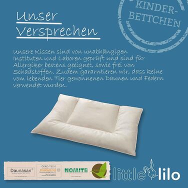 Дитяча плоска подушка 40x60 см - дитяча подушка з 100 органічної бавовни - наповнювач з 90 пуху та 10 пір'я - преміальна якість, з