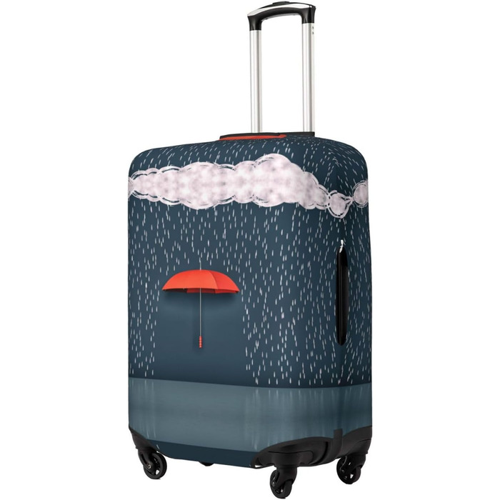Чохол для валізи BAFAFA з принтом червоних парасольок, еластичний захист від подряпин та пилу, чорний, розмір 90