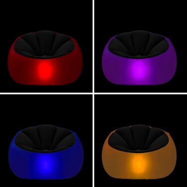 Надувне крісло з різнокольоровим світлодіодним підсвічуванням та пультом дистанційного керування, Chitt InnovaGoods, сіре, біле та сіре крісло