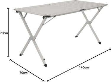 Алюмінієвий кемпінговий стіл CampFeuer для 4 осіб 140 x 70 x 70 см Складаний, розкладний та регульований по висоті Алюмінієвий розкладний стіл, згортається стіл для кемпінгу, саду та патіо