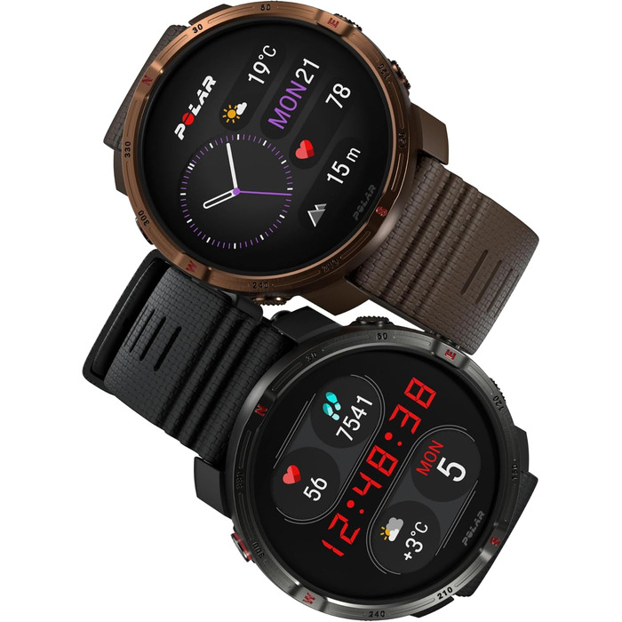 Мультиспортивний GPS-годинник для активного відпочинку Polar Grit X2 AMOLED-дисплей, офлайн-карти, двочастотний GPS, ЕКГ на зап&39ястку, біосенсори Elixir, TrainingPeaks, SpO2, час роботи від батареї до 7 днів, колір Night Black