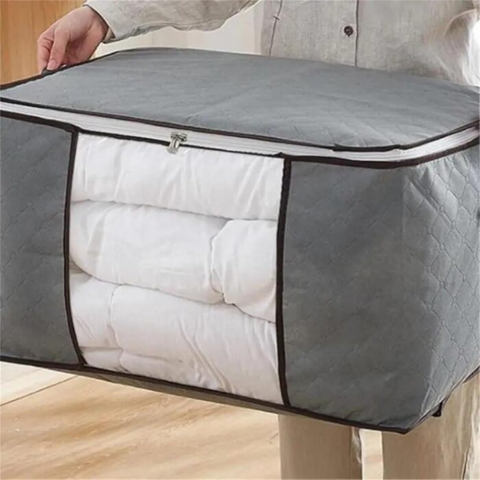 Контейнер для зберігання одягу, складний органайзер для шафи, контейнер для зберігання з ручками, щільна тканина для одягу, ковдра, зручний темно-сірий