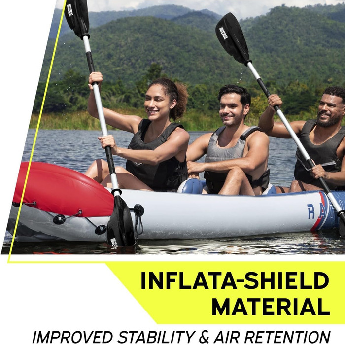 Надувний каяк Bestway Hydro-Force на 3 особи з алюмінієвими веслами та ручним насосом, каяк на 3 особи, повний комплект каяків на 3 особи, червоний