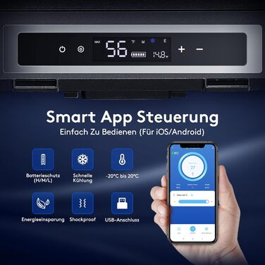 Компресор Cool Box 48L, 12/24V і 100-240V Cool Box електричний -20C до 20C, Cool Box автомобільний з підключенням USB, надійний ко