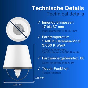 Акумуляторна пляшкова лампа бездротова настільна лампа 130lm 2W 4000mAh з функцією затемнення, режимом свічки та захистом від бризок IP54 сенсорна настільна лампа для внутрішнього та зовнішнього використання