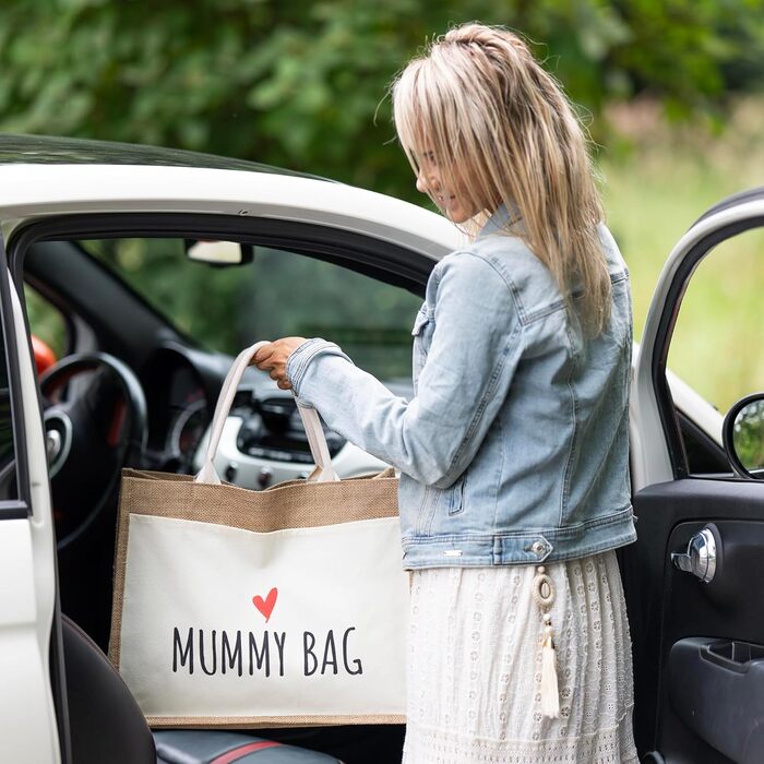 Затишна сумка з джутової тканини подарунок для мами, майбутньої мами або вагітної. Велика сумка для покупок з рафії джутова сумка