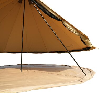 Намет для глемпінгу KingCamp, намет-дзвін для 6-12 осіб, 4-6,7 м, чиста бавовна/TC бавовна, водонепроникний, сімейний намет для відпочинку на природі з ПВХ-підкладкою, фестивальний намет для сімей та кемпінгових груп KHAN 4M T/C 210g Base Camp