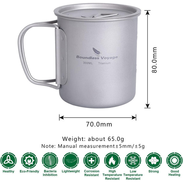 Мл Титанова кружка Кемпінгова кружка Відкритий чай Кава Дорожня кружка з кришкою та відкидною ручкою Легка кружка для води Чашка д
