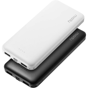 И, Powerbank USB C (вхід і вихід) 2 USB 2.4A USB-C вихід, Type-c Micro вхід для смартфонів, iPad тощо. (Білий і чорний), 10000mAh 2 шт.