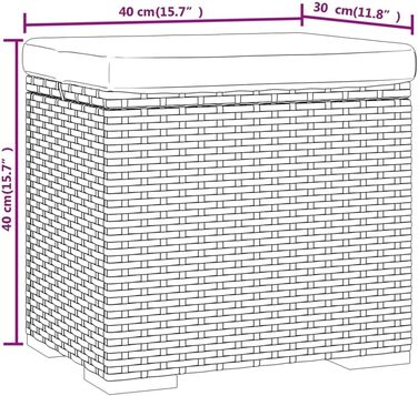 Табурет з подушкою 2 шт., Пуф для садового патіо, Табурет з металевим каркасом, Садовий табурет Відкритий табурет для ніг, коричневий полі ротанг