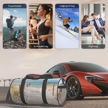 Спортивна сумка, дорожня сумка, пляжна сумка, з принтом, сумка на нічліг, чорна, універсальний розмір