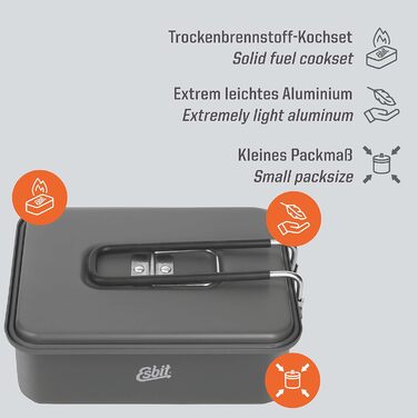 Набір для приготування їжі на твердому паливі Esbit, твердоанодований алюміній