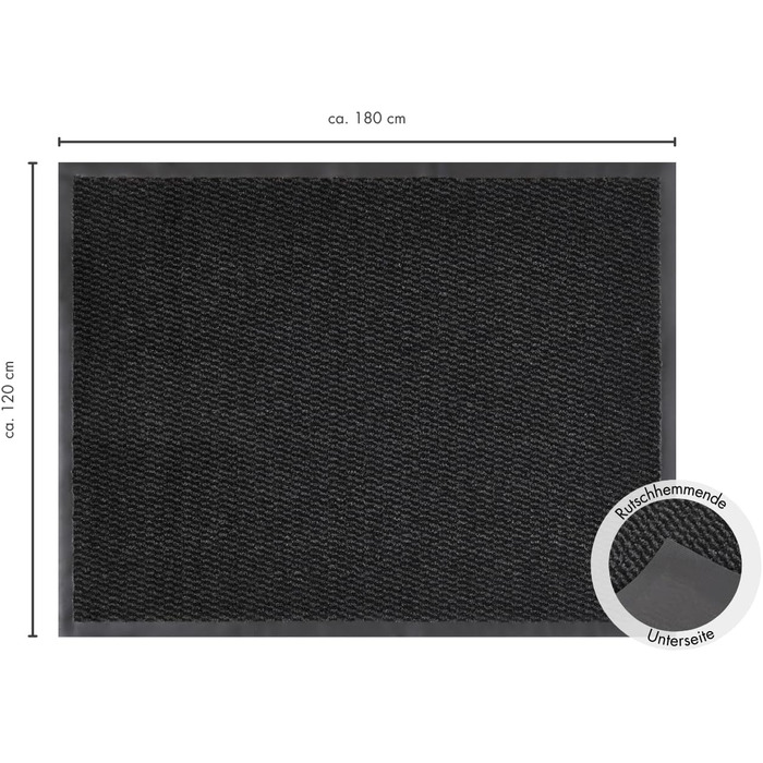 Килимок для дверей andiamo Easy - Килимок для входу, килимок для бруду та килимок для прихожей - Килимок для передпокою ефективно поглинає бруд - 120 x 180 см антрацитового кольору 120 x 180 см (Прямокутний) Антрацит