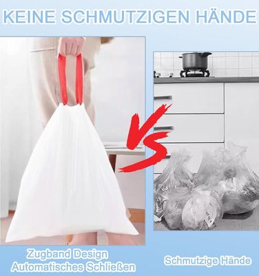 Білі сміттєві пакети об&39ємом 35 л зі шнурком, стійкі до розриву сміттєві пакети для кухні, 50 шт. сміттєвих пакетів з ручкою для перенесення